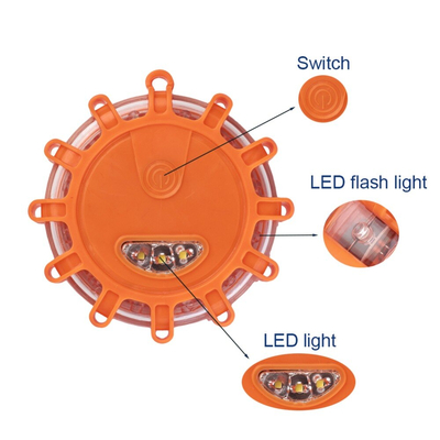 GloboStar® 79697 Φορητός Μαγνητικός Φάρος Οχημάτων - Ασφαλείας Έκτακτης Ανάγκης 2W 140lm με Φακό - Μπαταρίας 3xAAA (δεν Περιλαμβάνονται) Αδιάβροχος IP67 Κόκκινο - Ψυχρό Λευκό 6000K Φ10 x Υ3.5cm