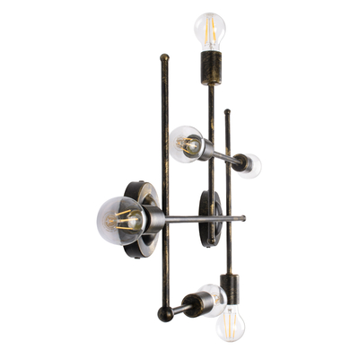 GloboStar® PIPING 00666 Vintage Επιτοίχιο Φωτιστικό Πολύφωτο 6 x E27 IP20 Μπρούτζινο Μέταλλο - Μ66 x Π9.5 x Υ49cm