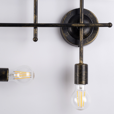 GloboStar® PIPING 00666 Vintage Επιτοίχιο Φωτιστικό Πολύφωτο 6 x E27 IP20 Μπρούτζινο Μέταλλο - Μ66 x Π9.5 x Υ49cm