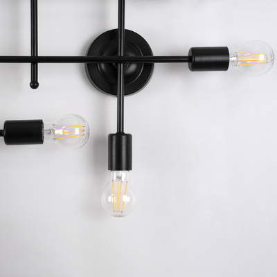 GloboStar® PIPING 00667-1 Vintage Φωτιστικό Οροφής Πλέγμα Πολύφωτο 12 x E27 IP20 Μαύρο Μέταλλο - Μ78.5 x Π9.5 x Υ64cm