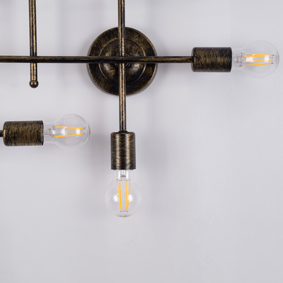 GloboStar® PIPING 00669 Vintage Επιτοίχιο Φωτιστικό Πολύφωτο 12 x E27 IP20 Μπρούτζινο Μέταλλο - Μ78.5 x Π9.5 x Υ64cm