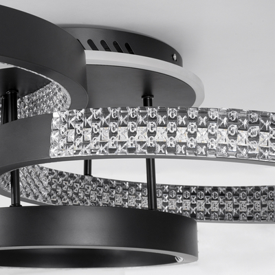 GloboStar® DIAMOND 61114 Φωτιστικό Οροφής Δαχτυλίδι-Κύκλος LED CCT 100W 12123lm 360° AC 220-240V - Εναλλαγή Φωτισμού μέσω Τηλεχειριστηρίου All In One Ψυχρό 6000k+Φυσικό 4500k+Θερμό 2700k Dimmable Φ30+40+50cm+BackLight - Μαύρο - 3 Years Warranty