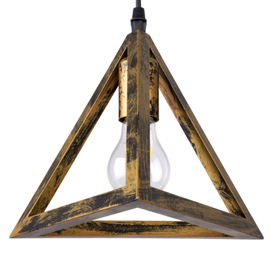 GloboStar® TRIANGLE 00614 Μοντέρνο Κρεμαστό Φωτιστικό Ράγα Δίφωτο 2 x E27 IP20 Μπρούτζινο Μέταλλο - Μ60 x Π22 x Y130cm