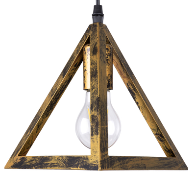 GloboStar® TRIANGLE 00614 Μοντέρνο Κρεμαστό Φωτιστικό Ράγα Δίφωτο 2 x E27 IP20 Μπρούτζινο Μέταλλο - Μ60 x Π22 x Y130cm