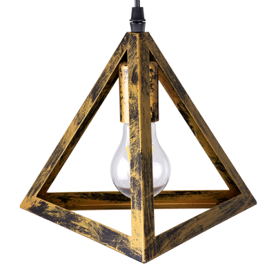 GloboStar® TRIANGLE 00614 Μοντέρνο Κρεμαστό Φωτιστικό Ράγα Δίφωτο 2 x E27 IP20 Μπρούτζινο Μέταλλο - Μ60 x Π22 x Y130cm