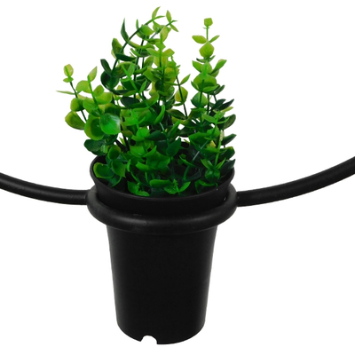 GloboStar® FLOWERPOT 10001210 Μοντέρνο Κρεμαστό Φωτιστικό Ανάρτηση Μονόφωτο 1 x E27 IP20 Μαύρο Μέταλλο με Πράσινο Πλαστικό - Μ27 x Π27 x Υ40cm