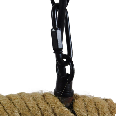 GloboStar® LINDELL 10001110 Vintage Κρεμαστό Φωτιστικό Ανάρτηση Μονόφωτο 1 x E14 IP20 Μαύρο Μέταλλο με Μπεζ Σχοινί - Μ18 x Π18 x Υ33cm