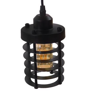 GloboStar® DARSEY 10001145 Vintage Κρεμαστό Φωτιστικό Πλέγμα Μονόφωτο 1 x E27 IP20 Μαύρο Μέταλλο - Μ10 x Π10 x Υ25cm