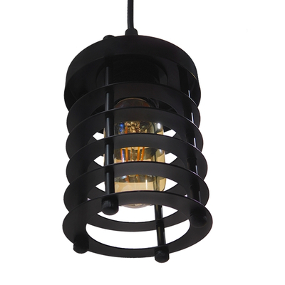 GloboStar® DARSEY 10001145 Vintage Κρεμαστό Φωτιστικό Πλέγμα Μονόφωτο 1 x E27 IP20 Μαύρο Μέταλλο - Μ10 x Π10 x Υ25cm