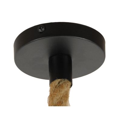 GloboStar® BRADLEY 10001329 Vintage Κρεμαστό Φωτιστικό Πλέγμα Μονόφωτο 1 x E27 IP20 Μπεζ Σχοινί, Πράσινο Πλαστικό με Μαύρο Μέταλλο - Μ42 x Π42 x Υ42cm