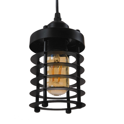 GloboStar® DARSEY 10001145 Vintage Κρεμαστό Φωτιστικό Πλέγμα Μονόφωτο 1 x E27 IP20 Μαύρο Μέταλλο - Μ10 x Π10 x Υ25cm