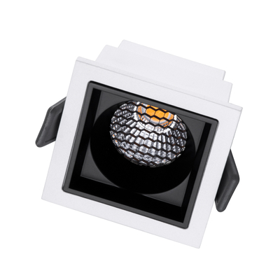 GloboStar® PLUTO-S 60265 Χωνευτό LED Spot Downlight TrimLess Μ6.4xΠ6.4cm 7W 875lm 38° AC 220-240V IP20 Μ6.4 x Π6.4 x Υ4.9cm - Τετράγωνο - Λευκό με Μαύρο Κάτοπτρο & Anti-Glare HoneyComb - Θερμό Λευκό 2700K - Bridgelux COB - 5 Years Warranty
