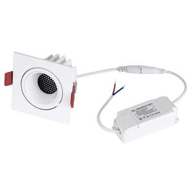 GloboStar® LEO-SQ 60291 Χωνευτό LED Spot Downlight TrimLess Μ8.5xΠ8.5cm 10W 1250lm 38° AC 220-240V IP20 Μ8.5 x Π8.5 x Υ6.6cm - Τετράγωνο - Κινούμενο - Λευκό & Anti-Glare HoneyComb - Θερμό Λευκό 2700K - Bridgelux COB - 5 Years Warranty