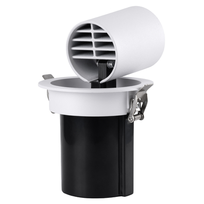 GloboStar® VIRGO-M 60306 Χωνευτό LED Spot Downlight TrimLess Φ11cm 12W 1560lm 36° AC 220-240V IP20 Φ11cm x Υ11.5cm - Στρόγγυλο - Λευκό με Μαύρο Κάτοπτρο - Φυσικό Λευκό 4500K - Bridgelux COB - 5 Years Warranty