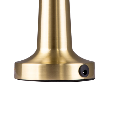 GloboStar® MOLLY 76518 Μοντέρνο Επιτραπέζιο Φωτιστικό Πορτατίφ LED 1.5W 105lm 120° DC 5V Επαναφορτιζόμενο με Μπαταρία Li-ion 1800mAh - Διακόπτη Αφής με 3 Εντάσεις Φωτισμού Θερμό Λευκό 2700K Dimmable - Φ10 x 23cm - Χρυσό