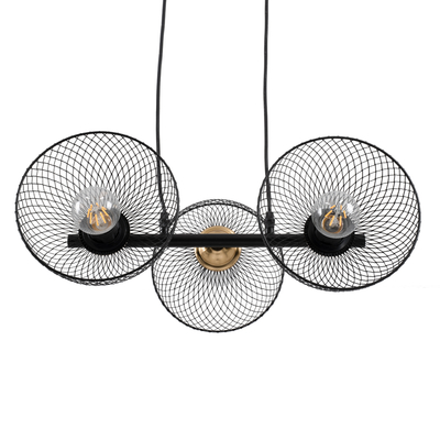 GloboStar® VERONA 00586 Μοντέρνο Κρεμαστό Φωτιστικό Ράγα Τρίφωτο 3 x E27 IP20 Μαύρο & Χρυσό Μέταλλο - Μ50 x Π28 x Υ20cm