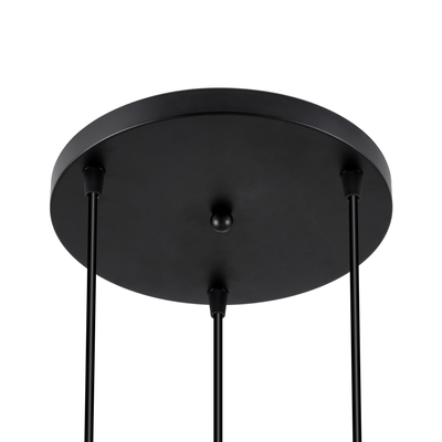 GloboStar® DILLON 00626 Μοντέρνο Κρεμαστό Φωτιστικό Καμπάνα Τρίφωτο 3 x E27 IP20 Μαύρο Μέταλλο με Μπεζ Ξύλο - Μ26 x Π26 x Υ130cm