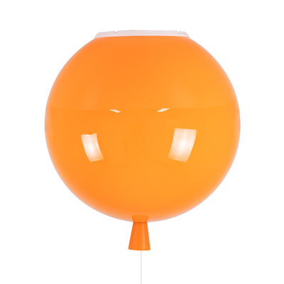 GloboStar® BALLOON 00650 Παιδικό Φωτιστικό Οροφής Μπάλα Μονόφωτο 1 x E27 IP20 Πορτοκαλί Πλαστικό με Ασημί Μέταλλο - Μ30 x Π30 x Υ33cm