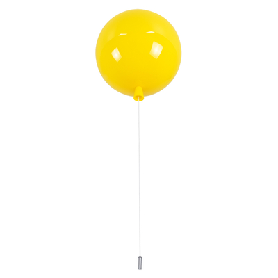 GloboStar® BALLOON 00651 Παιδικό Φωτιστικό Οροφής Μπάλα Μονόφωτο 1 x E27 IP20 Κίτρινο Πλαστικό με Ασημί Μέταλλο - Μ30 x Π30 x Υ33cm