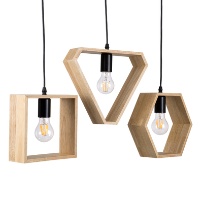 GloboStar® ELISE 00682 Μοντέρνο Κρεμαστό Φωτιστικό Ράγα Τρίφωτο 3 x E27 IP20 Μπεζ Ξύλο με Μαύρο Μέταλλο - Μ76 x Π8 x Υ130cm