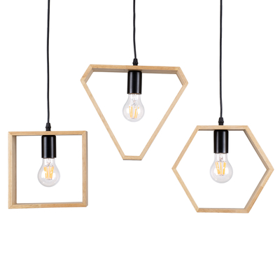 GloboStar® ELISE 00682 Μοντέρνο Κρεμαστό Φωτιστικό Ράγα Τρίφωτο 3 x E27 IP20 Μπεζ Ξύλο με Μαύρο Μέταλλο - Μ76 x Π8 x Υ130cm