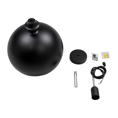 GloboStar® ROCKFORD 01287-B Μοντέρνο Κρεμαστό Φωτιστικό Καμπάνα Μονόφωτο 1 x E27 IP20 Μαύρο & Χρυσό Μέταλλο - Μ24 x Π24 x Y27cm