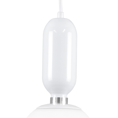 GloboStar® MAVERICK 00944 Μοντέρνο Κρεμαστό Φωτιστικό Μπάλα Μονόφωτο 1 x E27 IP20 Λευκό Μέταλλο με Λευκό Γυαλί - Μ15 x Π15 x Υ33cm