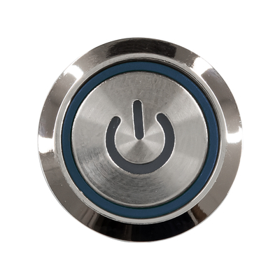 GloboStar® 70783 LED Φωτιζόμενος Διακόπτης Χωνευτός - Μπουτόν On/Off Ανοξείδωτος DC 12V με Angel Eye Αδιάβροχο Φ18mm IP67 Μπλε