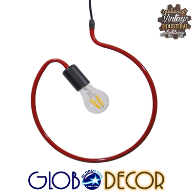 GloboStar® LIBBY 01095-1 Παιδικό Κρεμαστό Φωτιστικό Ανάρτηση Μονόφωτο 1 x E27 IP20 Κόκκινο Μέταλλο - Μ28 x Π28 x Υ16cm