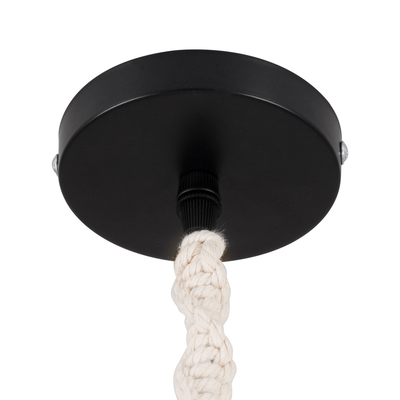 GloboStar® SHAQRA 36216 Μοντέρνο Κρεμαστό Φωτιστικό Μακραμέ Μονόφωτο 1 x E27 IP20 Μπεζ Ύφασμα - Μ4 x Π4 x Υ110cm