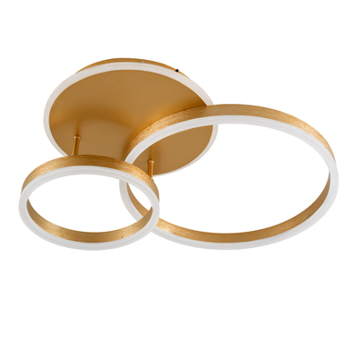 GloboStar® VENOM 61122 Φωτιστικό Οροφής Δαχτυλίδι-Κύκλος LED CCT 67W 8107lm 360° AC 220-240V - Εναλλαγή Φωτισμού μέσω Τηλεχειριστηρίου All In One Ψυχρό 6000k+Φυσικό 4500k+Θερμό 2700k Dimmable Φ25+40cm+BackLight - Χρυσό Βούρτσας - 3 Years Warranty