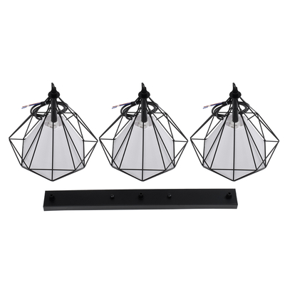 GloboStar® EIFFEL 61569 Vintage Κρεμαστό Φωτιστικό Ράγα Τρίφωτο 3 x E27 IP20 Μαύρο Μέταλλο με Λευκό Ύφασμα - Μ68 x Π25 x Υ130cm