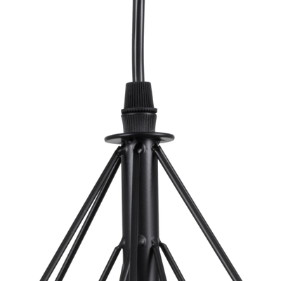 GloboStar® EIFFEL 61569 Vintage Κρεμαστό Φωτιστικό Ράγα Τρίφωτο 3 x E27 IP20 Μαύρο Μέταλλο με Λευκό Ύφασμα - Μ68 x Π25 x Υ130cm