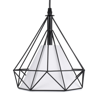 GloboStar® EIFFEL 61569 Vintage Κρεμαστό Φωτιστικό Ράγα Τρίφωτο 3 x E27 IP20 Μαύρο Μέταλλο με Λευκό Ύφασμα - Μ68 x Π25 x Υ130cm