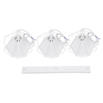 GloboStar® EIFFEL 61570 Vintage Κρεμαστό Φωτιστικό Ράγα Τρίφωτο 3 x E27 IP20 Λευκό Μέταλλο με Λευκό Ύφασμα - Μ68 x Π25 x Υ130cm