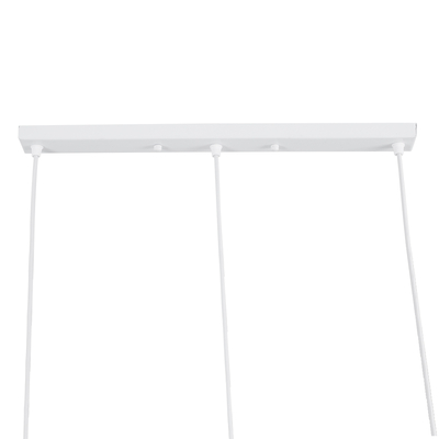 GloboStar® EIFFEL 61570 Vintage Κρεμαστό Φωτιστικό Ράγα Τρίφωτο 3 x E27 IP20 Λευκό Μέταλλο με Λευκό Ύφασμα - Μ68 x Π25 x Υ130cm