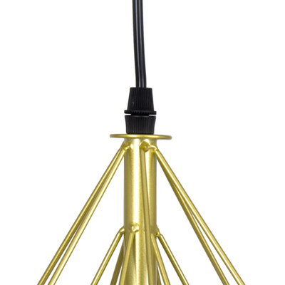 GloboStar® EIFFEL 61571 Vintage Κρεμαστό Φωτιστικό Ράγα Τρίφωτο 3 x E27 IP20 Χρυσό Μέταλλο με Λευκό Ύφασμα - Μ68 x Π25 x Υ130cm