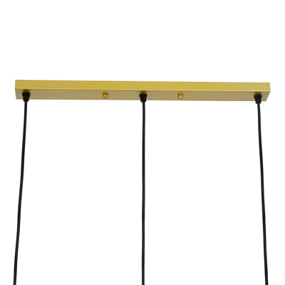 GloboStar® EIFFEL 61571 Vintage Κρεμαστό Φωτιστικό Ράγα Τρίφωτο 3 x E27 IP20 Χρυσό Μέταλλο με Λευκό Ύφασμα - Μ68 x Π25 x Υ130cm