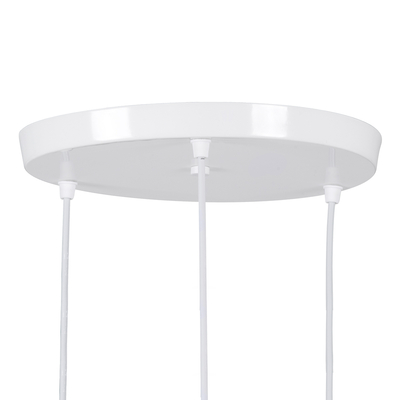 GloboStar® AVA 61573 Μοντέρνο Κρεμαστό Φωτιστικό Καμπάνα Τρίφωτο 3 x E27 IP20 Λευκό Μέταλλο με Μπεζ Ξύλο - Μ35 x Π35 x Υ130cm