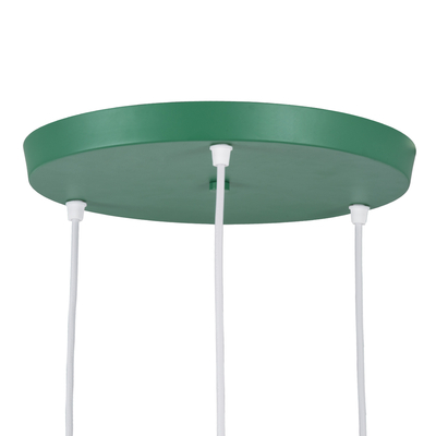 GloboStar® AVA 61575 Μοντέρνο Κρεμαστό Φωτιστικό Καμπάνα Τρίφωτο 3 x E27 IP20 Πράσινο Μέταλλο με Μπεζ Ξύλο - Μ35 x Π35 x Υ130cm