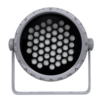 GloboStar® FLOOD-MENA 90646 Προβολέας Wall Washer με Αντιθαμβωτική Γρίλια για Φωτισμό Κτιρίων LED 48W 4320lm 30° AC 220-240V Αδιάβροχο IP65 Φ25 x Υ18cm Θερμό Λευκό 3000K - Ασημί - 3 Years Warranty