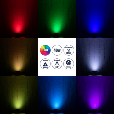 GloboStar® FLOOD-MENA 90649 Προβολέας Wall Washer με Αντιθαμβωτική Γρίλια για Φωτισμό Κτιρίων LED 48W 4080lm 30° DC 24V Αδιάβροχο IP65 Φ25 x Υ18cm Πολύχρωμο RGBW DMX512 - Ασημί - 3 Years Warranty