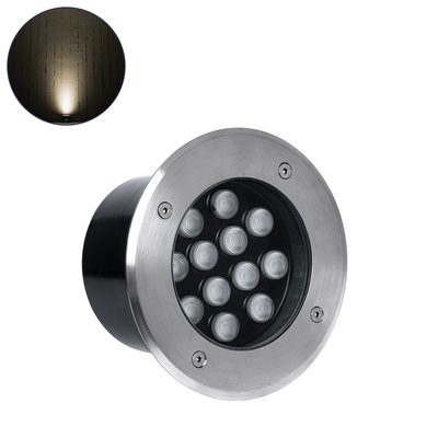 GLOBOSTAR® UNDERGROUND-TINA 90667 Χωνευτό Αρχιτεκτονικο Φωτιστικό Σποτ Δαπέδου LED 12W 1320lm 30° DC 24V Αδιάβροχο IP68 Θερμό Λευκό 2700K Dimmable - Ανοξείδωτο Ατσάλι 304 - Φ16 x Υ9cm - 3 Χρόνια Εγγύηση