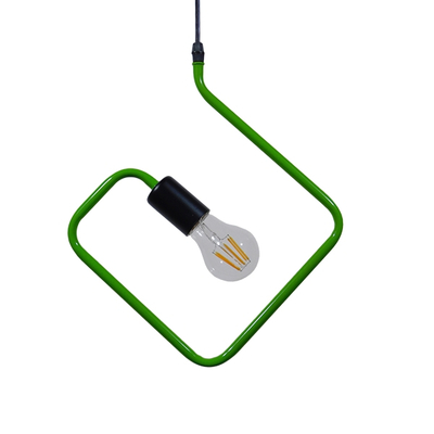 GloboStar® LIBBY 01096-1 Παιδικό Κρεμαστό Φωτιστικό Ανάρτηση Μονόφωτο 1 x E27 IP20 Πράσινο & Μαύρο Μέταλλο - Μ31 x Π31 x Υ16cm