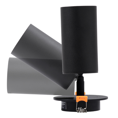 GloboStar® LEO 60350 Χωνευτό Κινούμενο Στρόγγυλο Φωτιστικό Σποτ Αλουμινίου με Ντουί GU10 AC 220-240V IP20 Φ6 x Υ17cm - Μαύρο - 5 Years Warranty
