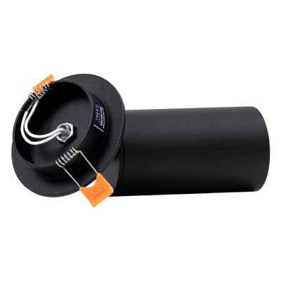 GloboStar® LEO 60350 Χωνευτό Κινούμενο Στρόγγυλο Φωτιστικό Σποτ Αλουμινίου με Ντουί GU10 AC 220-240V IP20 Φ6 x Υ17cm - Μαύρο - 5 Years Warranty
