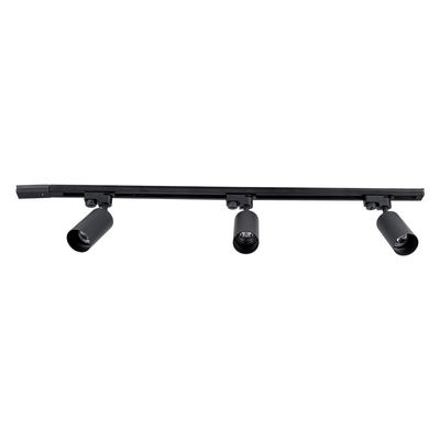 GloboStar® LEO 60355 Μοντέρνο Φωτιστικό Οροφής Ράγα Τρίφωτο 3 x GU10 IP20 Μαύρο Αλουμίνιο - Μ100 x Π6 x Υ20cm - 5 Χρόνια Εγγύηση