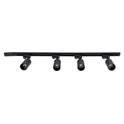 GloboStar® LEO 60356 Μοντέρνο Φωτιστικό Οροφής Ράγα Πολύφωτο 4 x GU10 IP20 Μαύρο Αλουμίνιο - Μ100 x Π6 x Υ20cm - 5 Χρόνια Εγγύηση