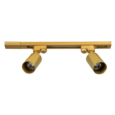 GloboStar® LEO 60358 Μοντέρνο Φωτιστικό Οροφής Ράγα Δίφωτο 2 x GU10 IP20 Χρυσό Αλουμίνιο - Μ50.5 x Π6 x Υ20cm - 5 Χρόνια Εγγύηση