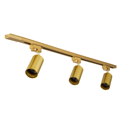 GloboStar® LEO 60359 Μοντέρνο Φωτιστικό Οροφής Ράγα Τρίφωτο 3 x GU10 IP20 Χρυσό Αλουμίνιο - Μ100 x Π6 x Υ20cm - 5 Χρόνια Εγγύηση